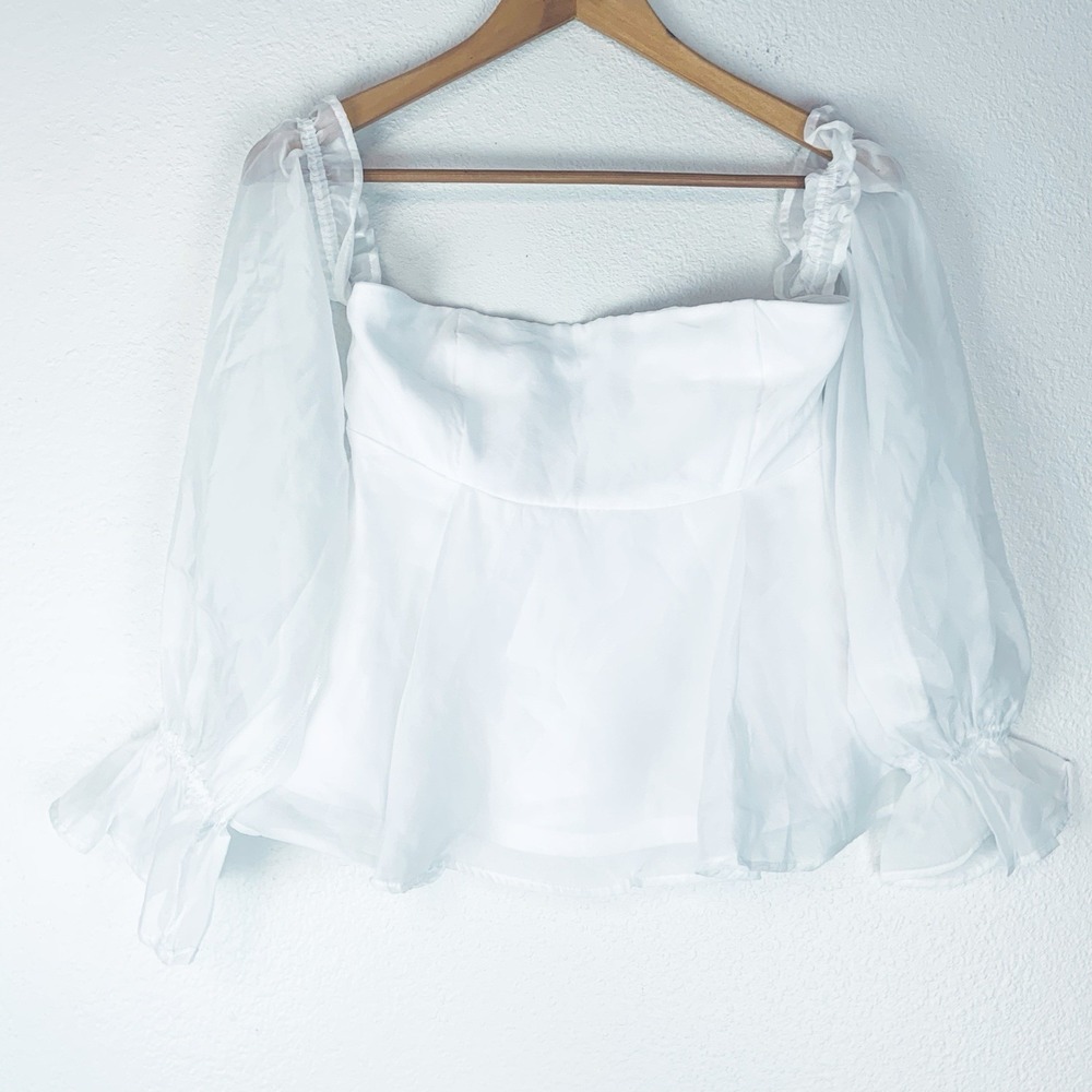 Forever 21 Top Medium Romantic Feminine Sheer Sleeves Ethereal Angel Bridal M